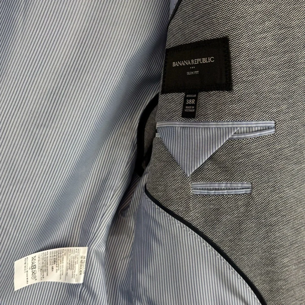 Banana Republic Mens 38 Regular Gray Slim Fit Cotton Blazer Sport Coat Jacket